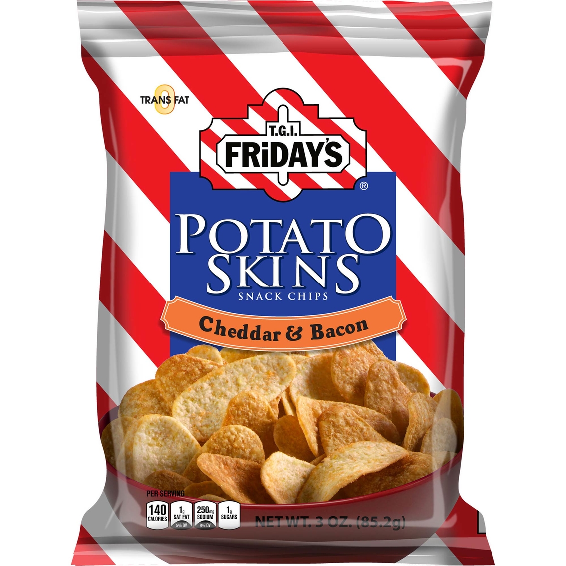 TGI Friday's Potato Skins Snack Chips Cheddar & Bacon 3 oz. 