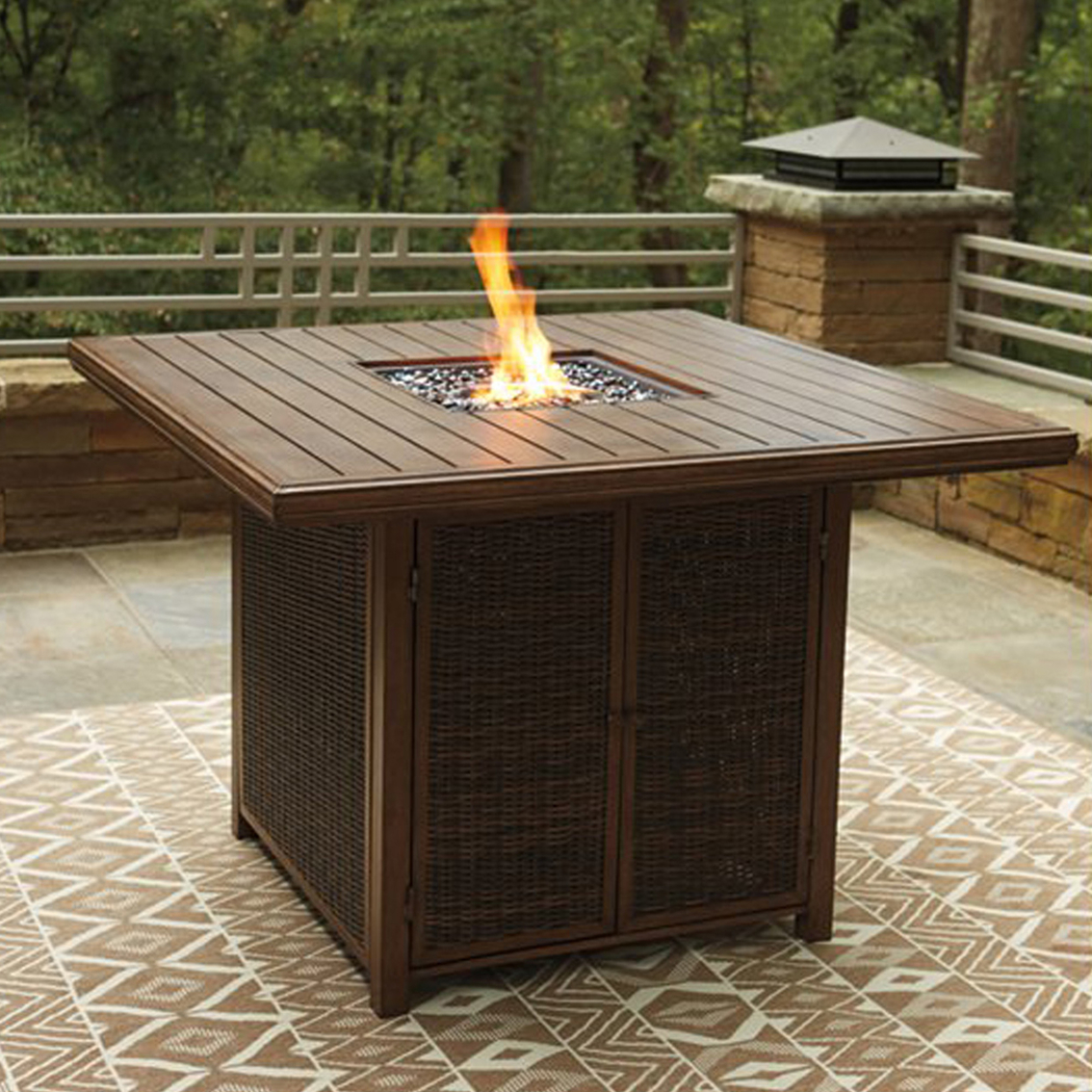 Ashley Paradise Trail Bar Table with Firepit - Image 2 of 8