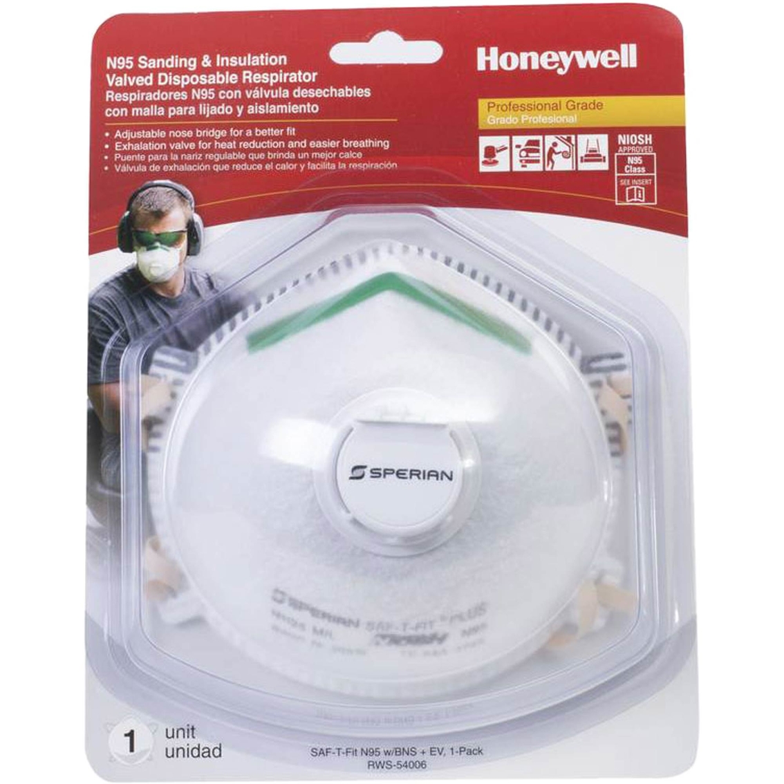 Honeywell Sperian Saf-T-Fit Plus N95 Disposable Respirator Mask