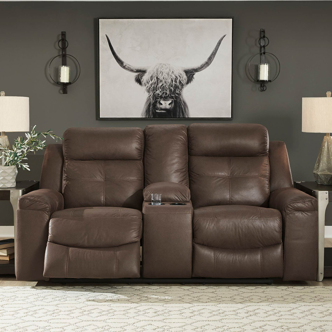 Signature Design by Ashley Jesolo Double Reclining Loveseat with Console - Image 2 of 4