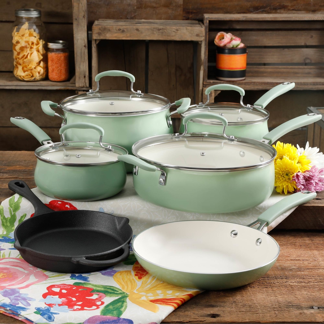 Pioneer Woman Classic Belly Gradient Cookware 10 pc. Set - Image 10 of 10