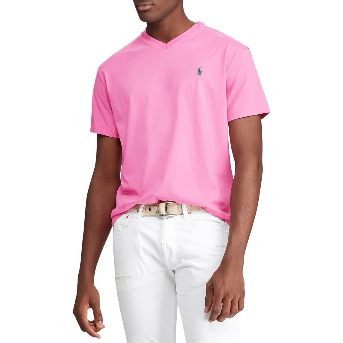 pink polo v neck t shirt