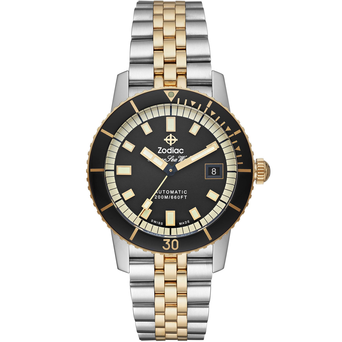 Zodiac Watches Super Sea Wolf Automatic Two Tone Stainless Steel 40mm ...