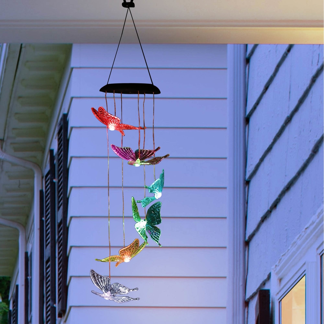Alpine Solar Butterfly Wind Chime with LED Light - Image 3 of 4