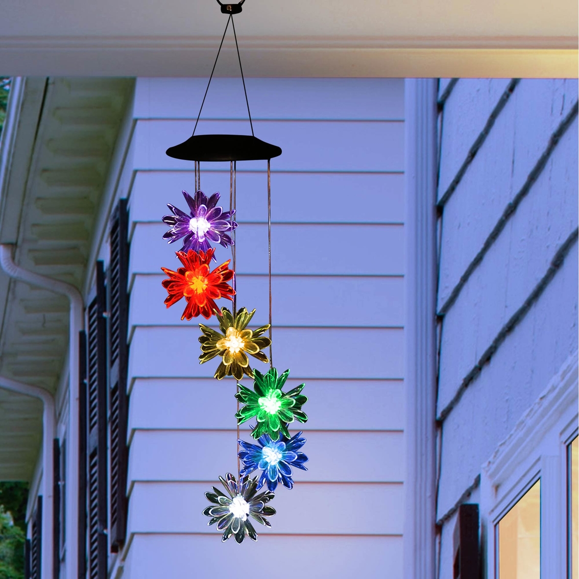 Alpine Solar Flower Wind Chime with LED Lights - Image 3 of 4