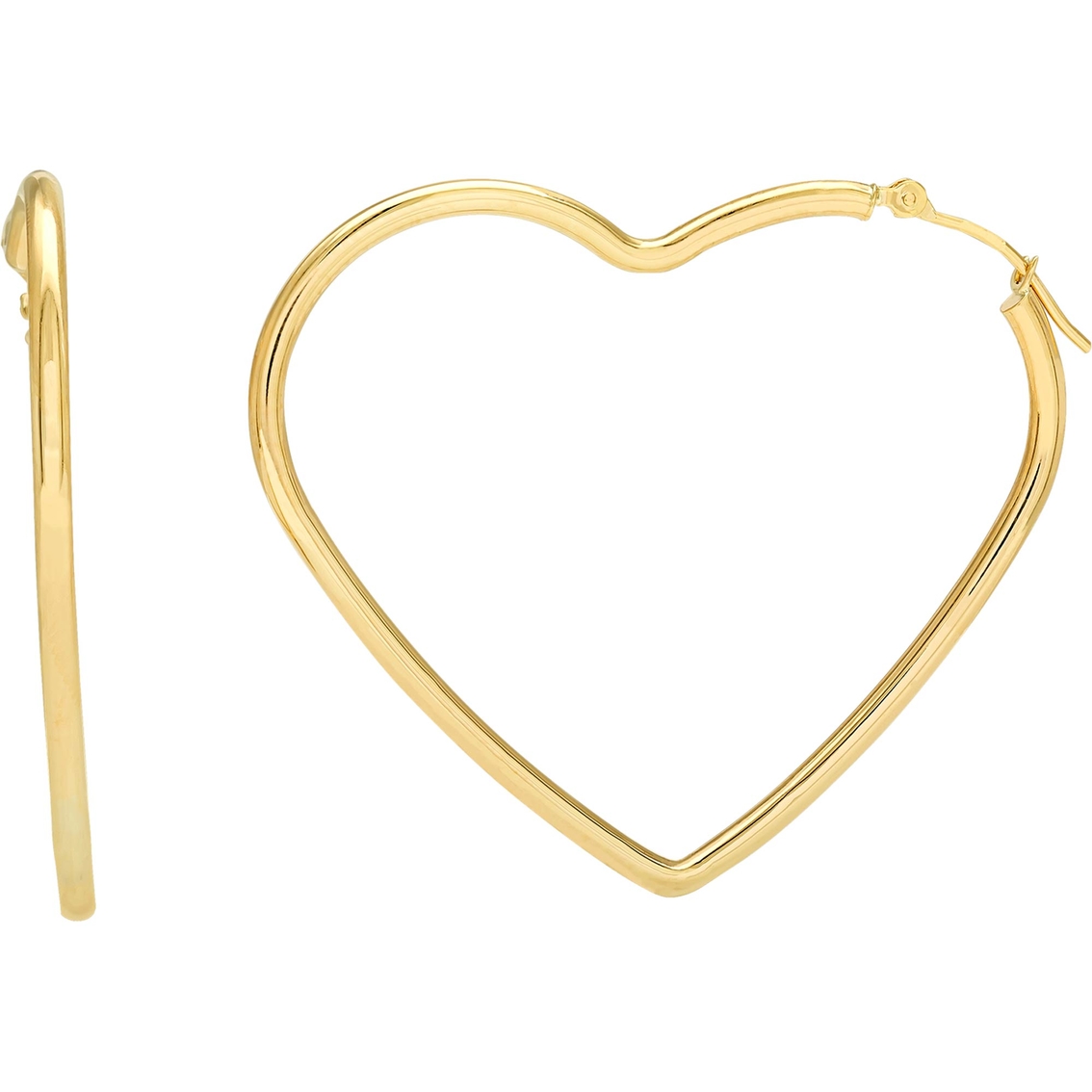 12mm x 15mm 14k Yellow Gold Hollow Heart Hoop Earrings 