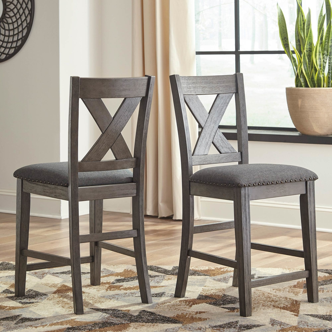 Signature Design by Ashley Caitbrook Counter Table Set with 4 High Back Stools - Image 3 of 4