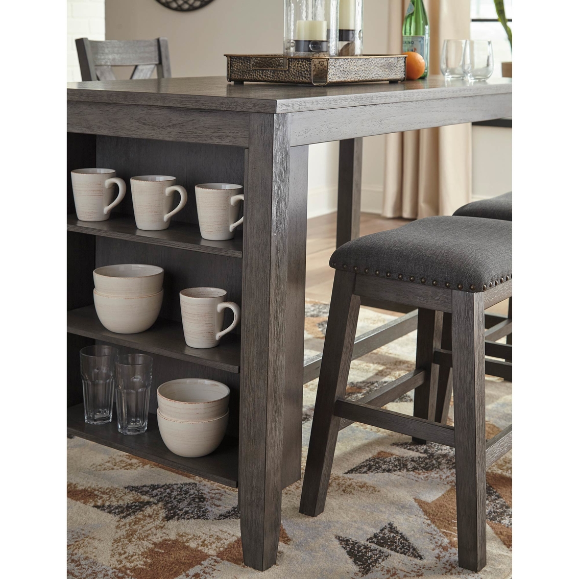Signature Design by Ashley Caitbrook Counter Table Set with 4 High Back Stools - Image 4 of 4