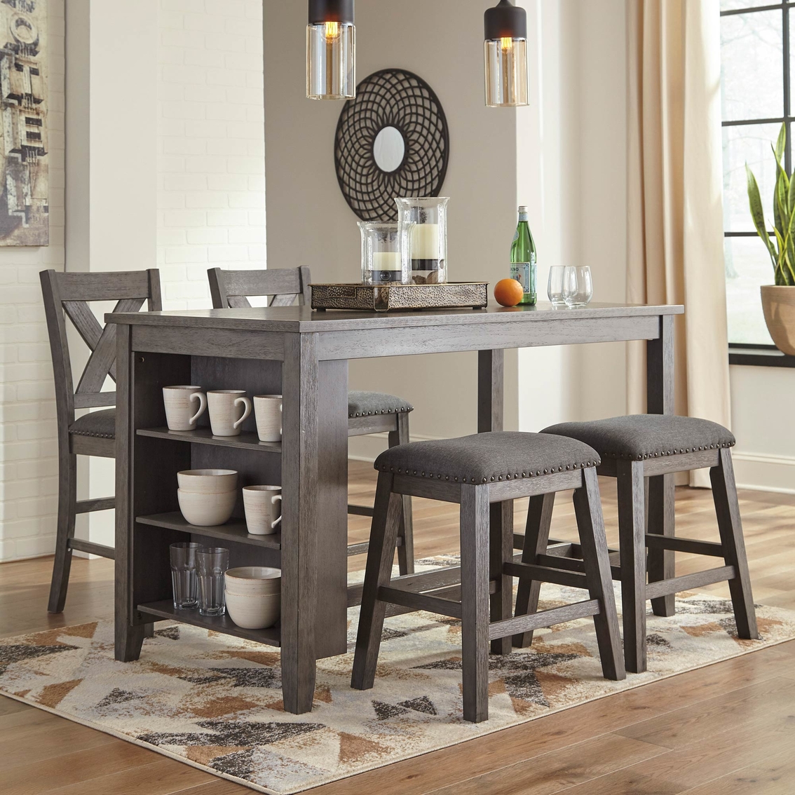 Signature Design By Ashley Caitbrook Counter Table 5 Pc. Set | Dining