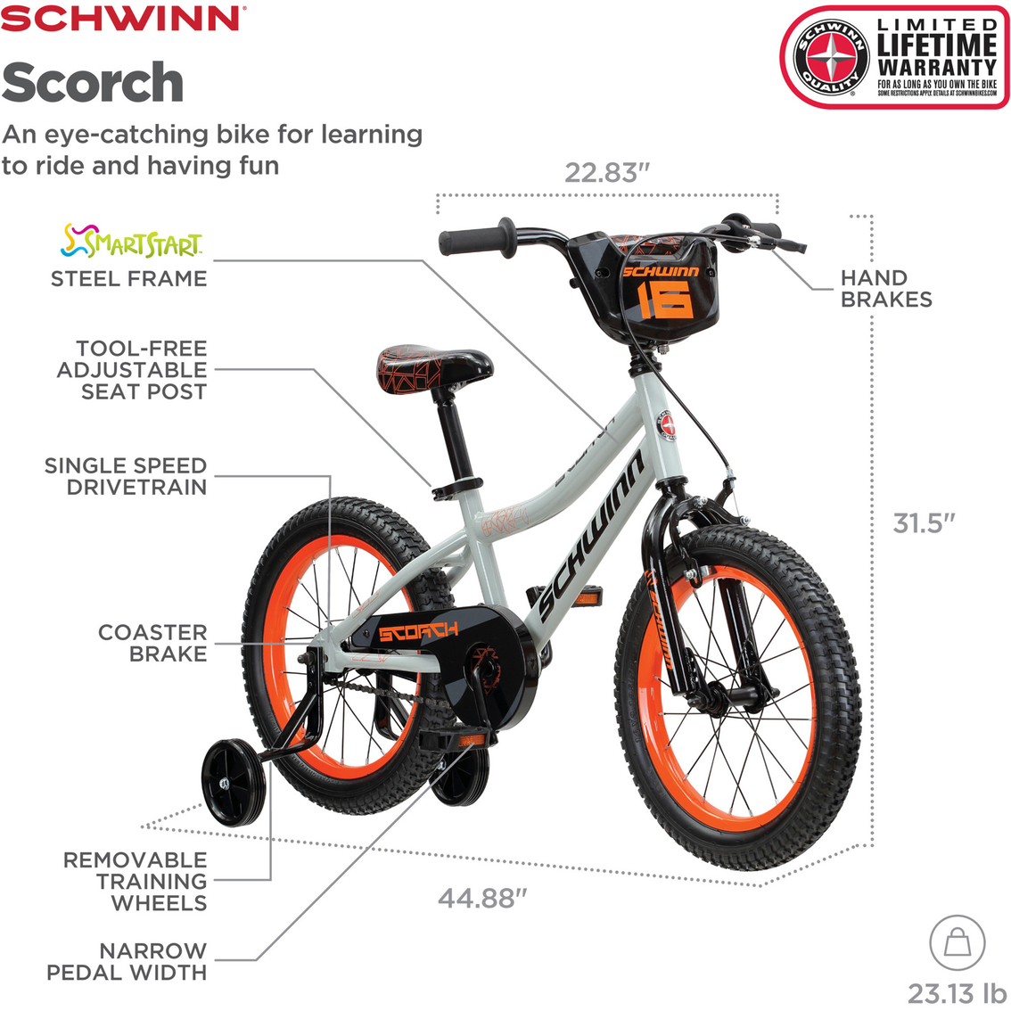 Bicicleta Schwinn Scorch Para Niños, Ruedas De 16 Pulgadas
