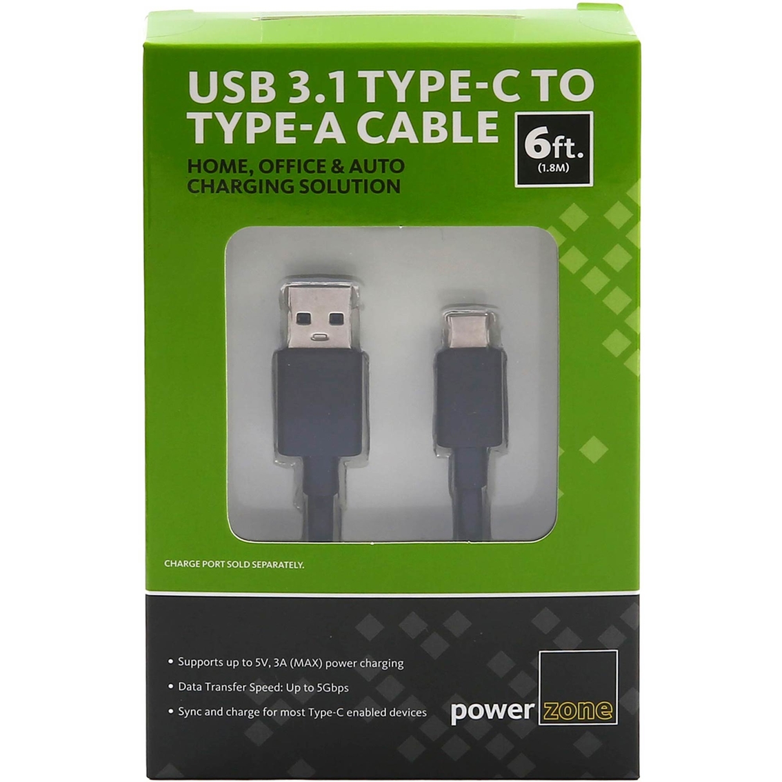 USB3.1 Type C to USB-A Cable 6ft BLK - Image 1 of 3