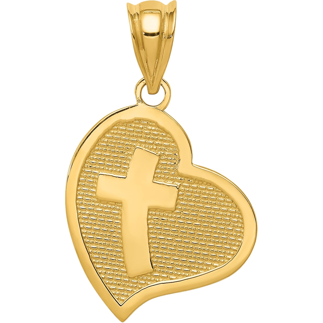 14K Yellow Gold Reversible Mom I Love You / Cross Heart Charm - Image 2 of 2