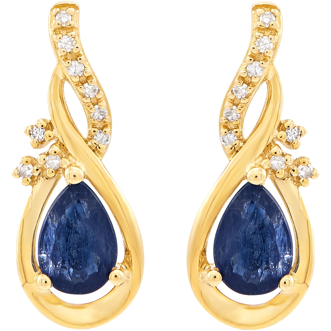 10k Yellow Gold Pear Shaped Natural Blue Sapphire And Diamond Accent ...