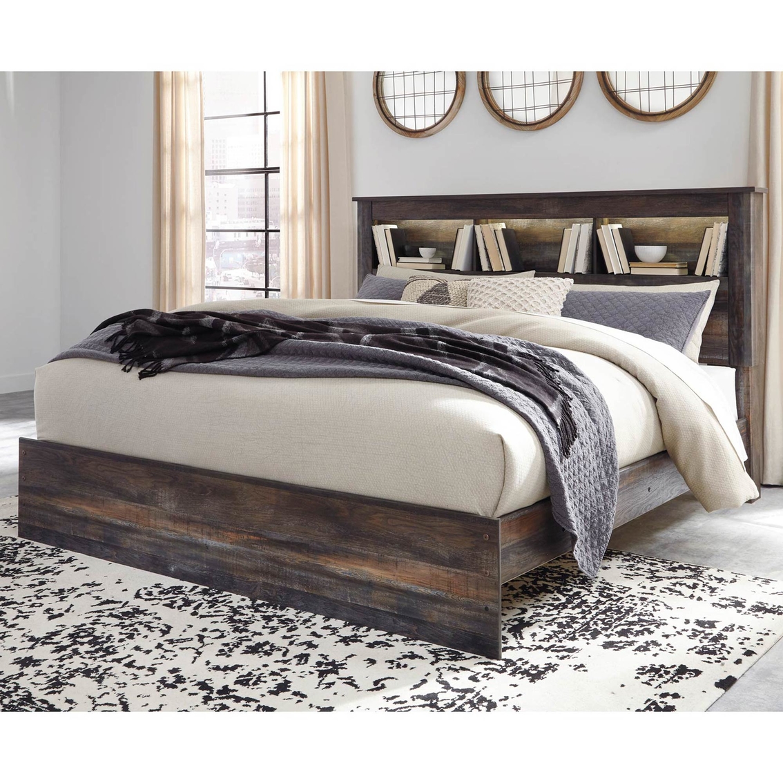 Signature Design by Ashley Drystan Bookcase Headboard Bed - Image 2 of 4