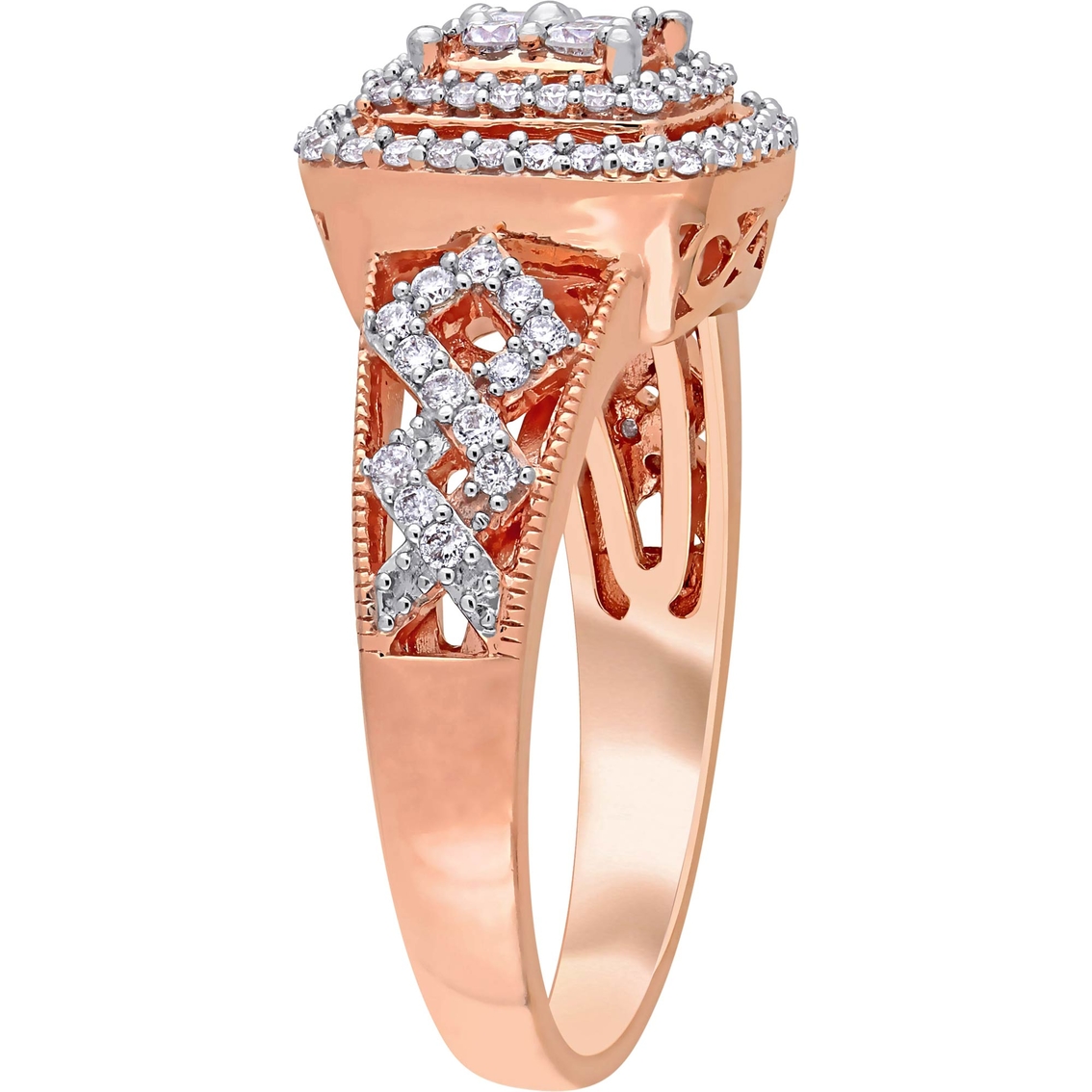 Diamore 14K Rose Gold 1/2 CTW Diamond Cluster Halo Engagement Ring - Image 2 of 4