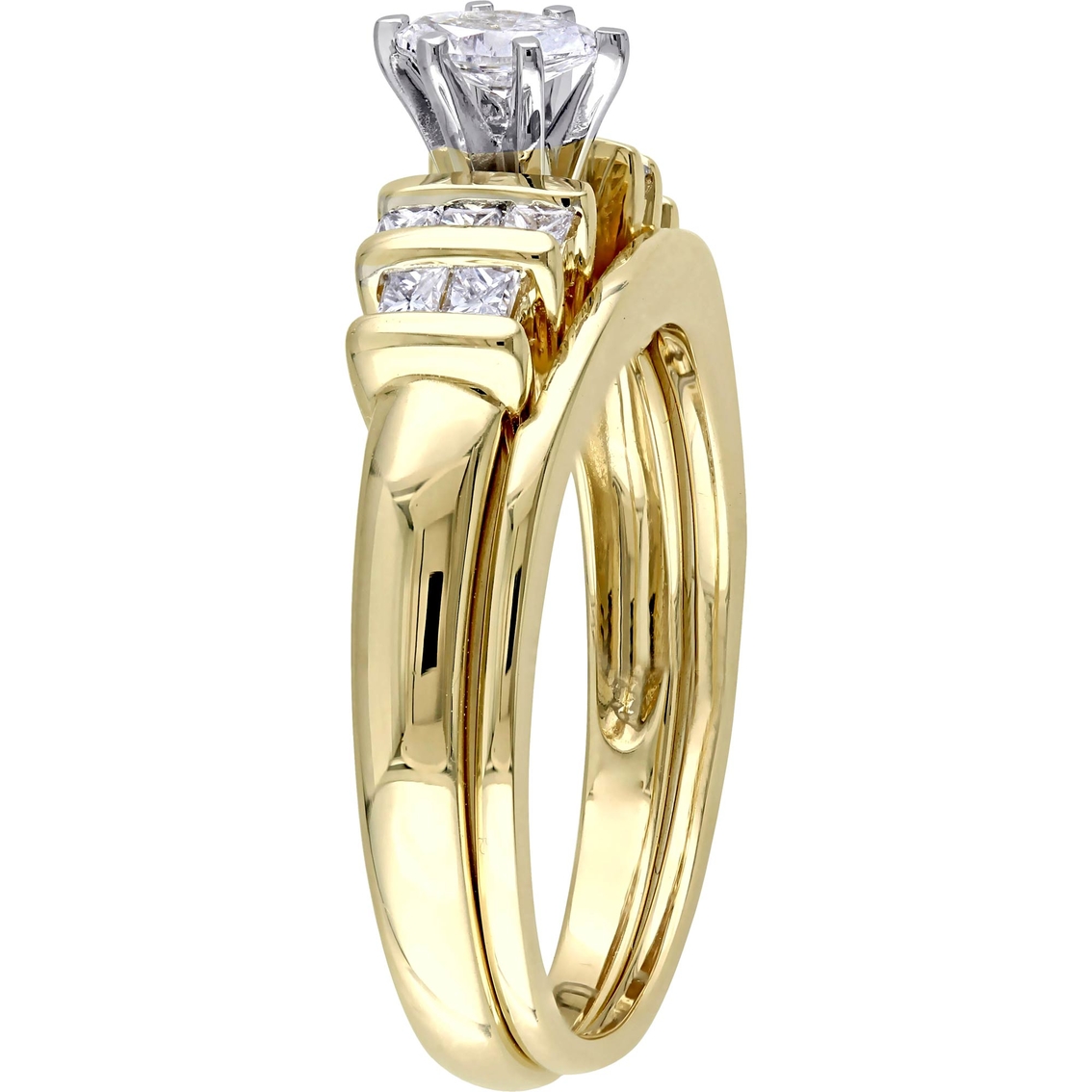 Diamore 14K Yellow Gold 1/2 CTW Marquise and Princess Cut Diamond Bridal Set - Image 2 of 4