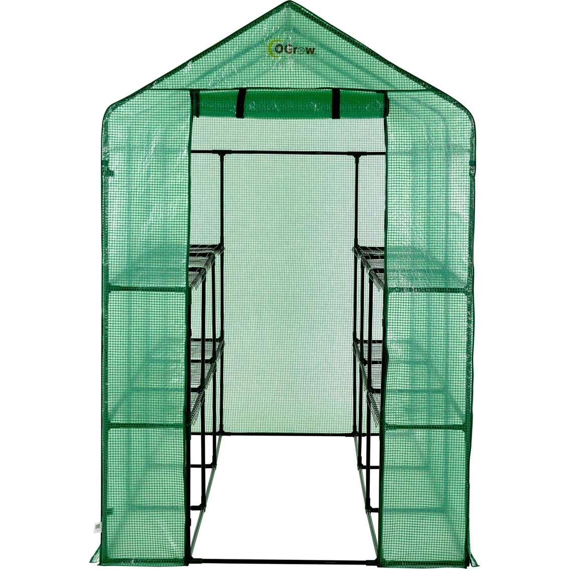 Ogrow Extra Large Heavy Duty Walk In 2 Tier 12 Shelf Portable Greenhouse - Image 2 of 7