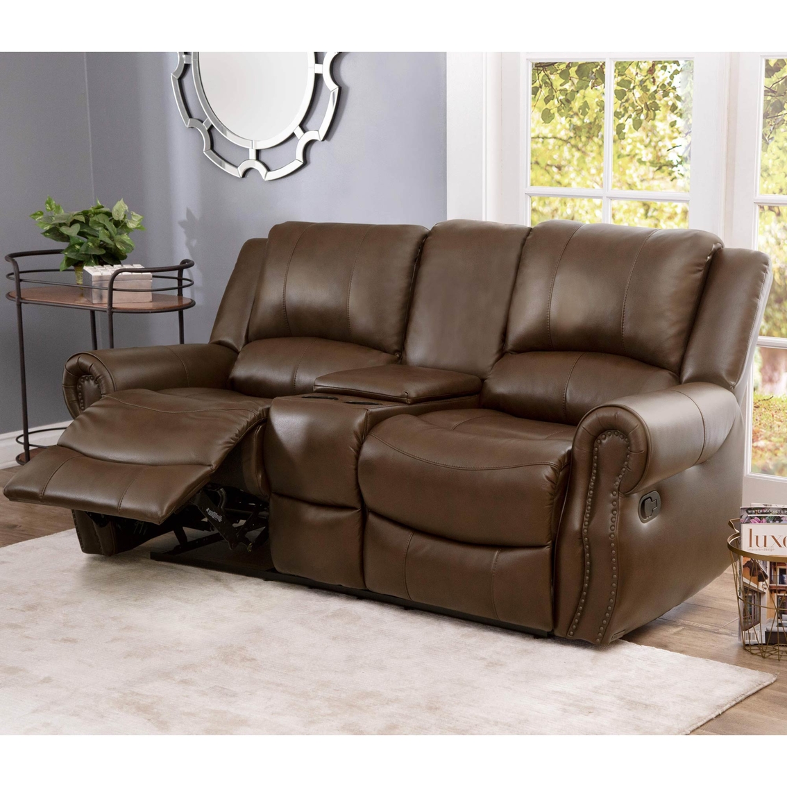 Abbyson Living Calabasas Leather Reclining, 3 pc. Set - Image 3 of 9