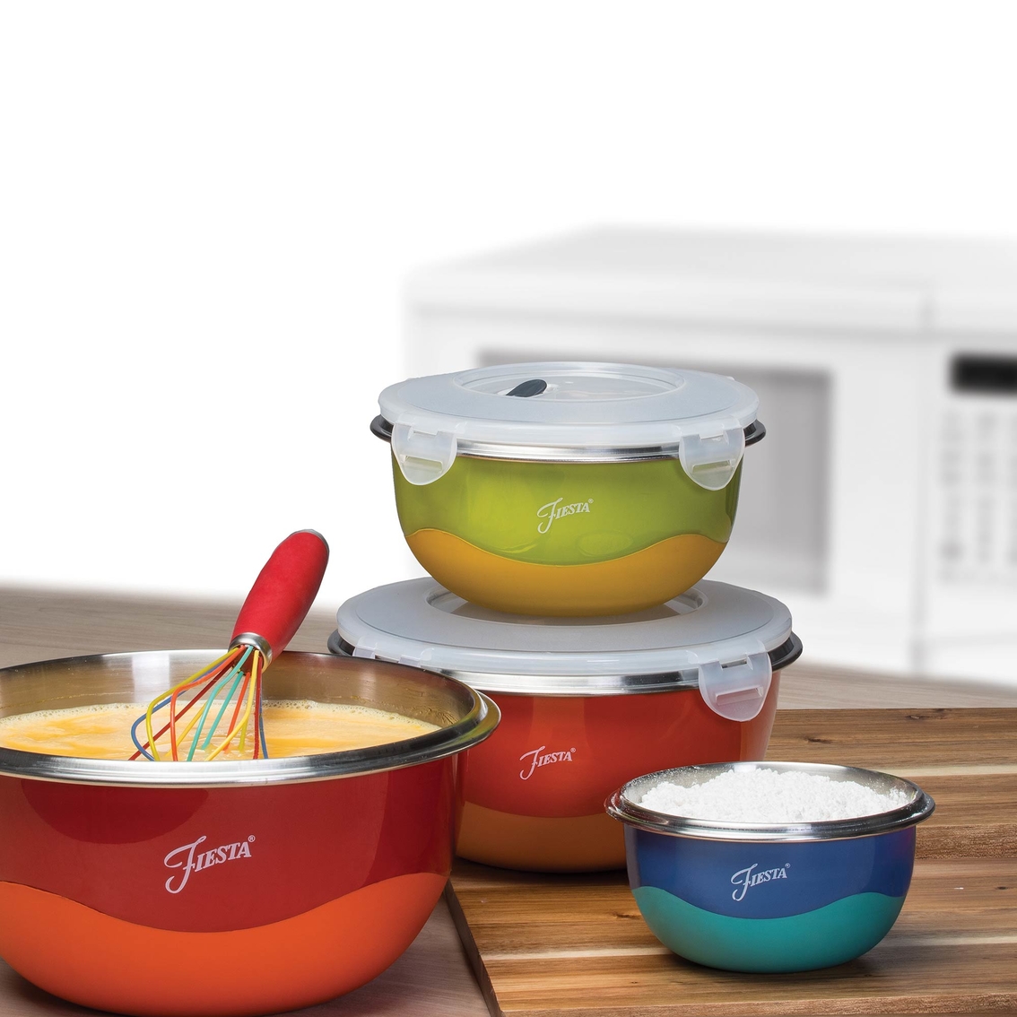 Fiesta Microwave Safe 8 Pc. Mixing Bowl Set, Mixing & Measuring, Household
