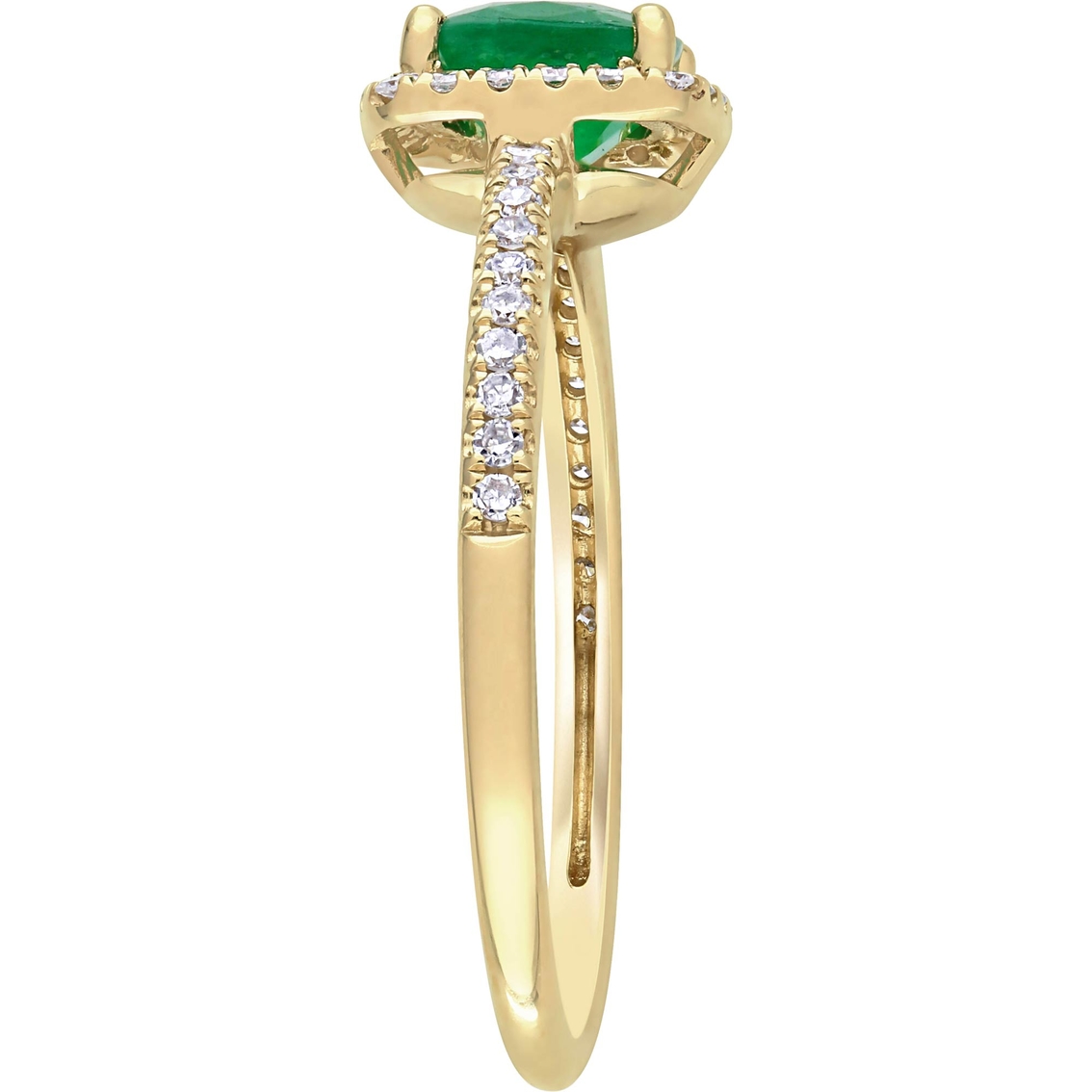 Sofia B. 14K Yellow Gold Cushion Cut Emerald and 1/5 CTW Diamond Halo Ring - Image 3 of 4