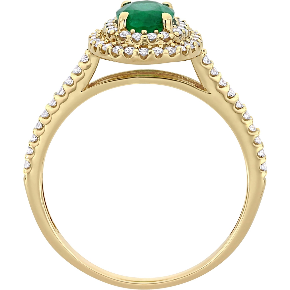 Sofia B. 14K Yellow Gold Oval Cut Emerald and 1/3 CTW Diamond Double Halo Ring - Image 2 of 4