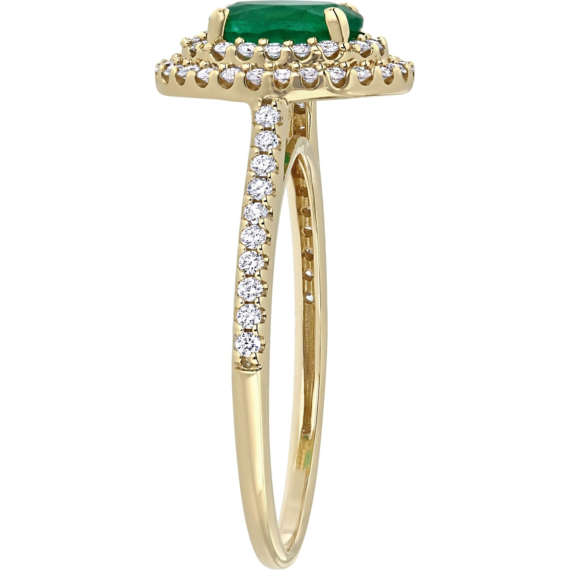 Sofia B. 14K Yellow Gold Oval Cut Emerald and 1/3 CTW Diamond Double Halo Ring - Image 3 of 4