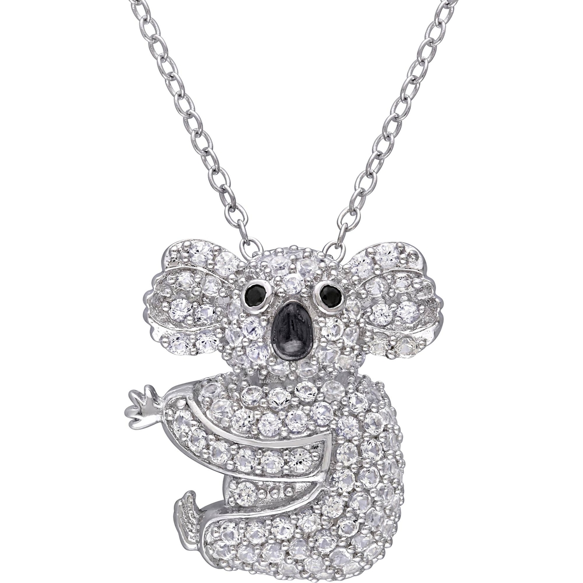 Sofia B. Sterling Silver Lab Created White Sapphire and Black Spinel Koala Necklace - Image 1 of 3