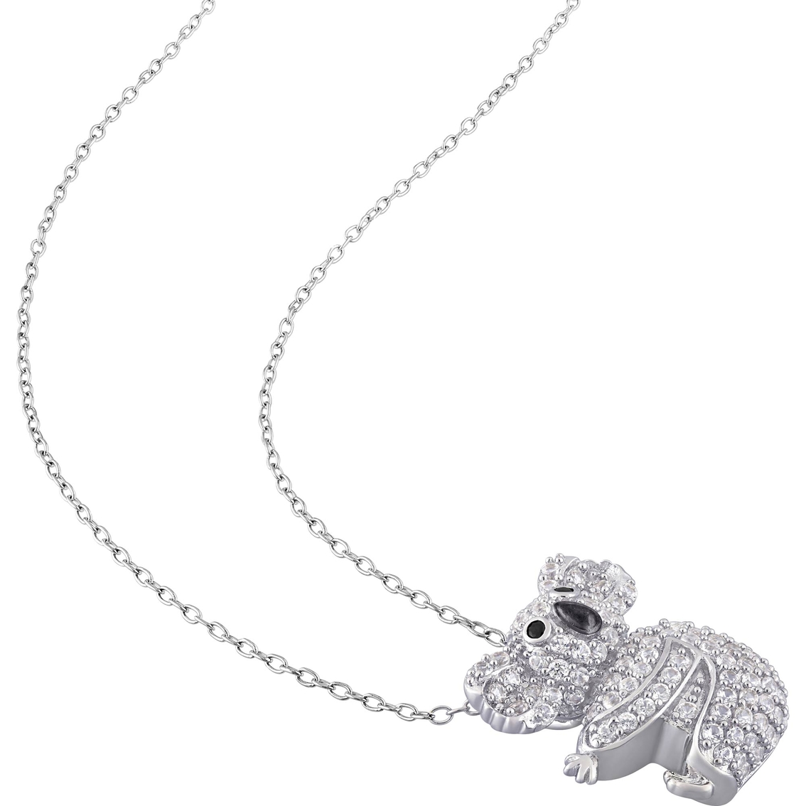 Sofia B. Sterling Silver Lab Created White Sapphire and Black Spinel Koala Necklace - Image 2 of 3