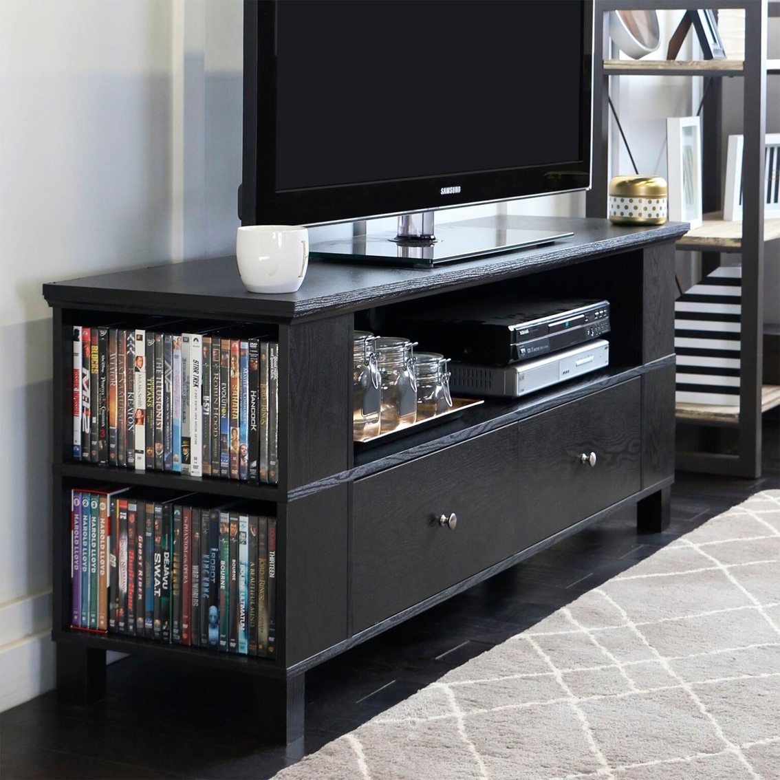 Walker Edison 60 In. Wood Tv Stand With Side Storage ...