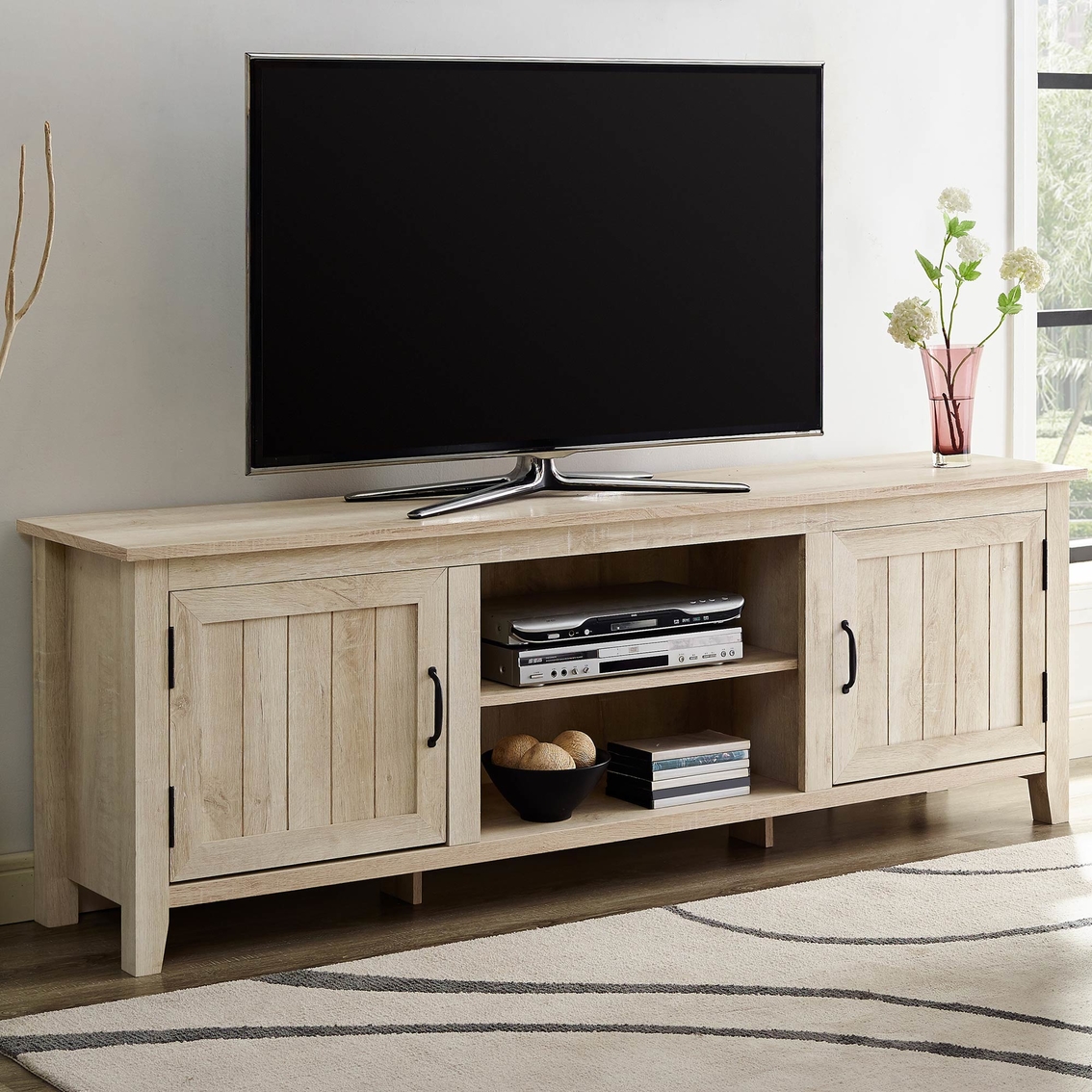 Walker Edison 70 in. Modern Farmhouse TV Stand with Beadboard Doors - Image 4 of 4