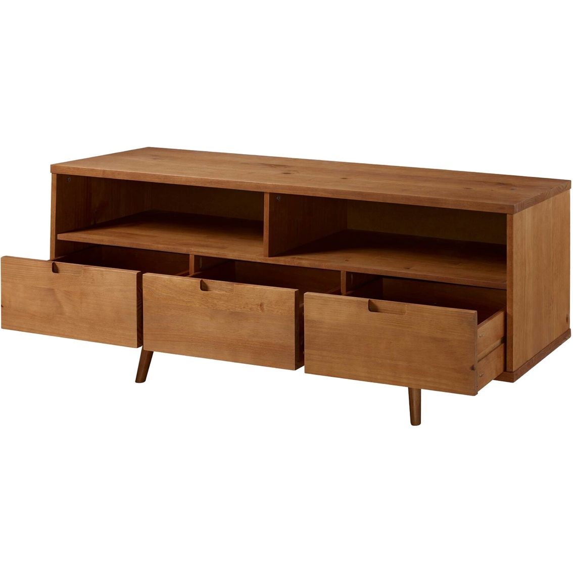 Walker Edison 58 in. Mid Century Modern 3 Drawer Solid Wood TV Stand - Image 2 of 4