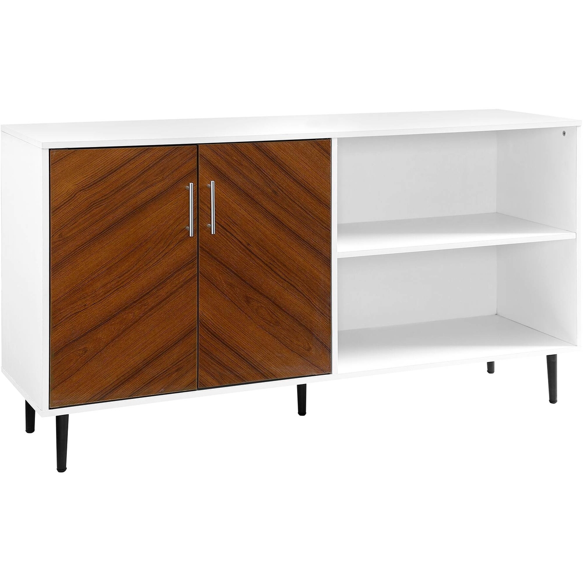 Walker Edison 58 in. Mid Century Modern Bookmatch Wood TV Stand - Image 2 of 3