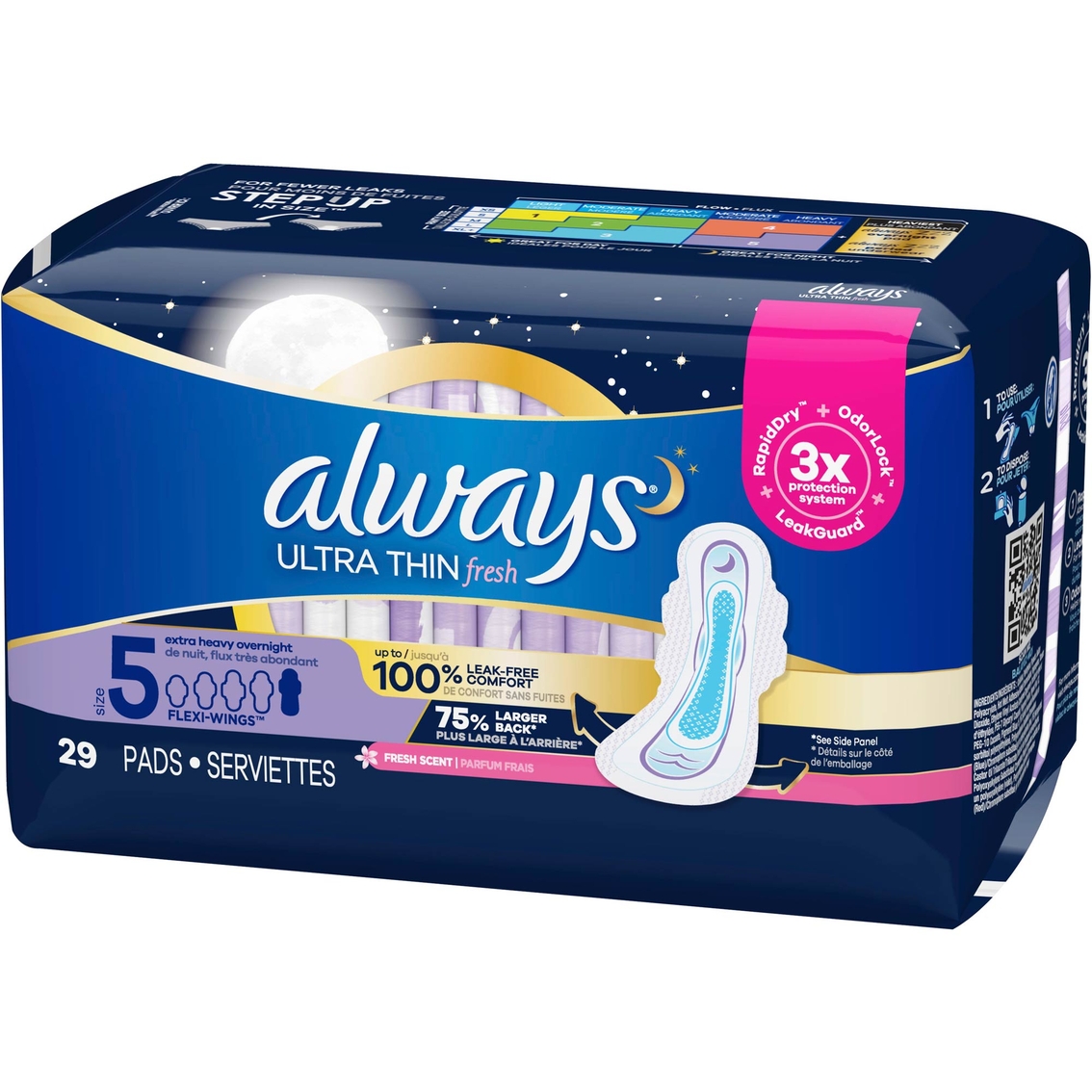 Always Ultra Thin Size 5 Scented Extra Heavy Overnight Pads With Wings ...