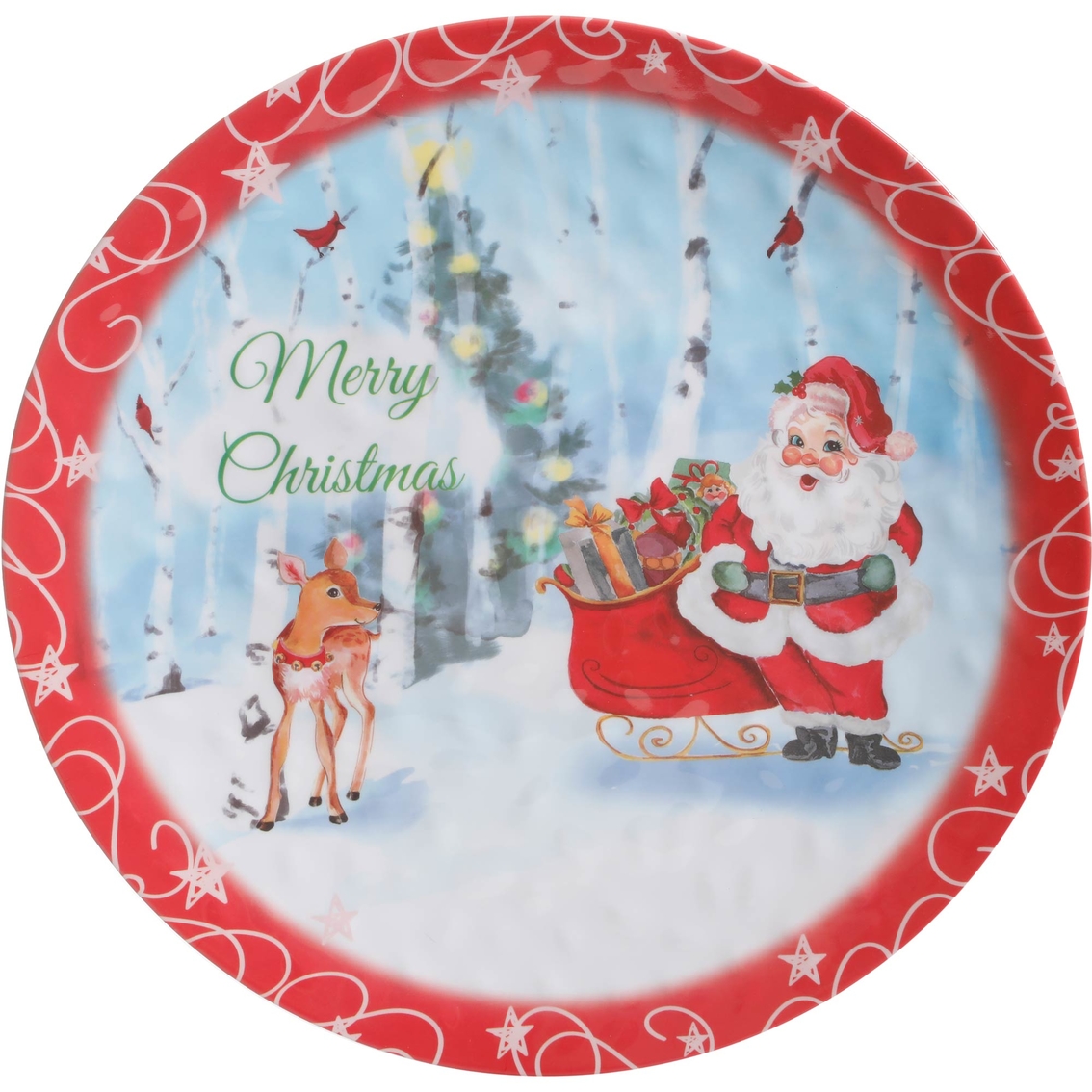 Merry Christmas Santa Plate Melamine Kitchen Tabletop