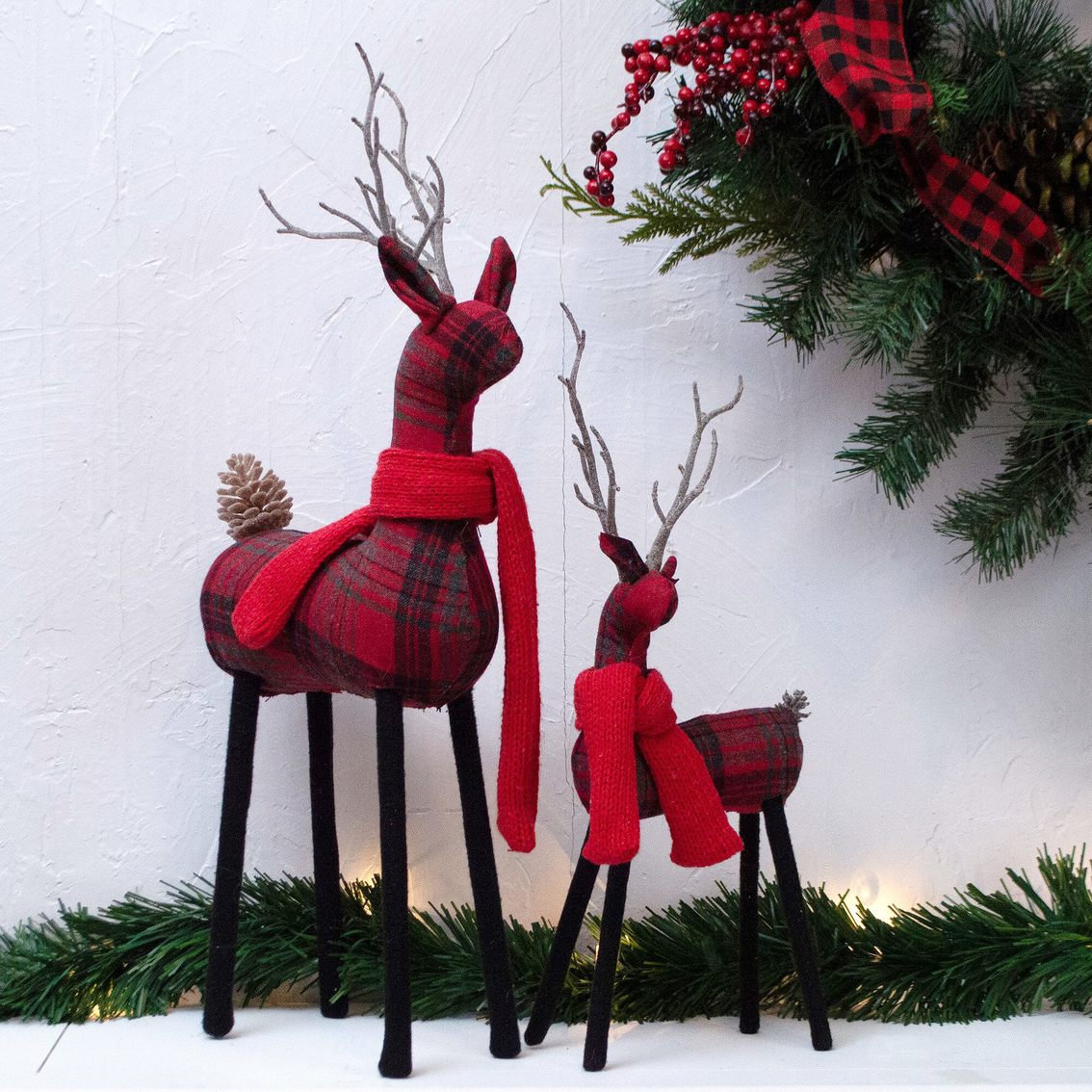 GiGi Seasons 13.5 in. Plaid Baby Deer with Scarf Christmas Decor - Image 2 of 2