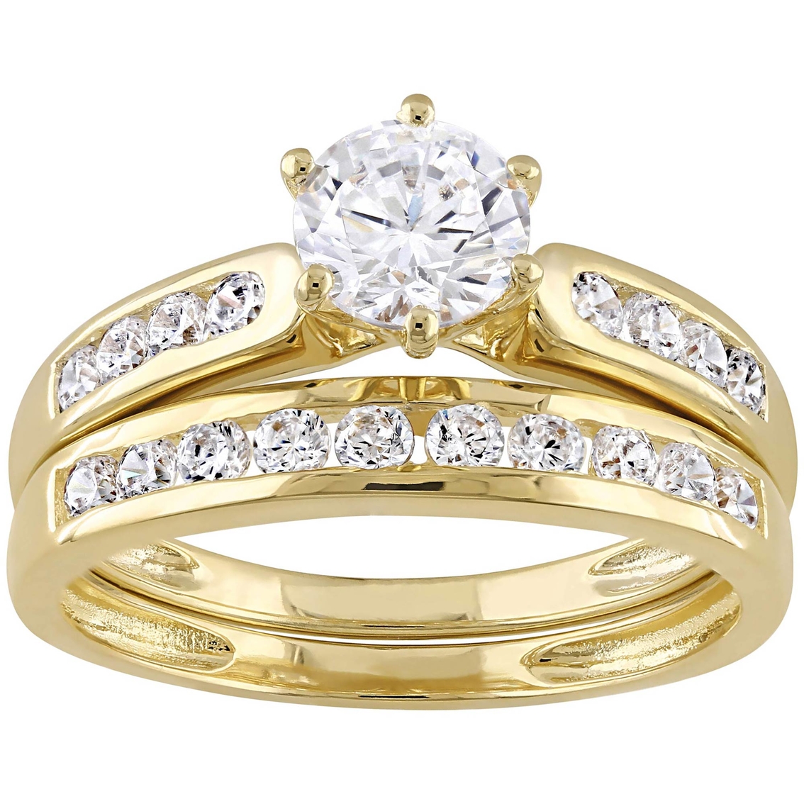 18k Yellow Gold Over Sterling Silver Cubic Zirconia 2 Pc. Bridal Set ...