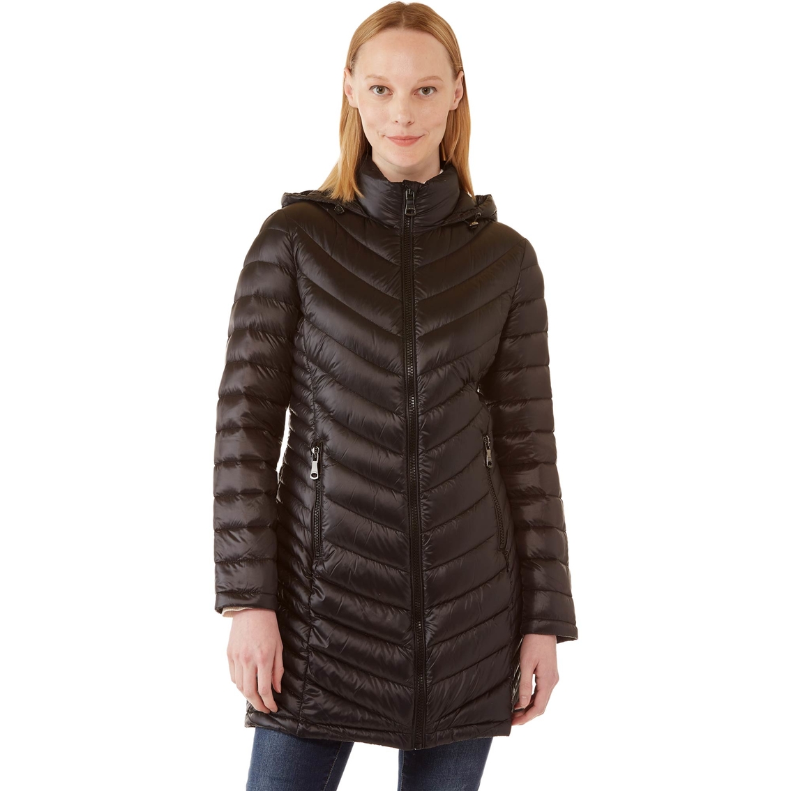 Calvin Klein Long Down Filled Zip Front Packable Coat | Coats ...