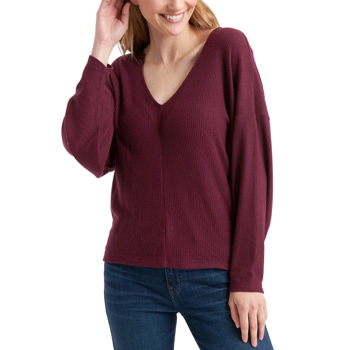 Lucky Brand Ribbed V Neck Cloud Jersey Top, Sweaters, Clothing &  Accessories