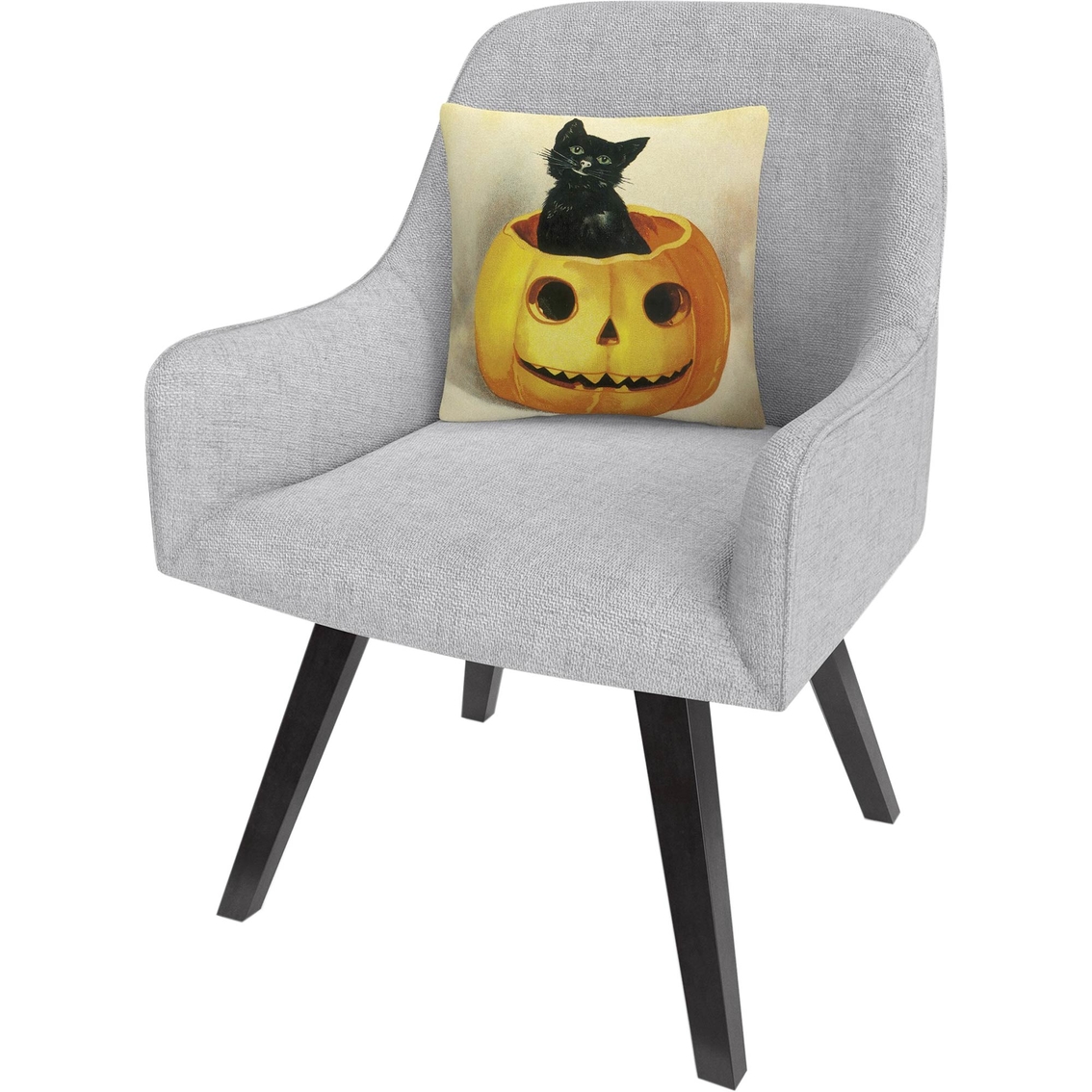 Trademark Fine Art Black Cat Happy Jack O Lantern Halloween Decorative Throw Pillow - Image 2 of 3