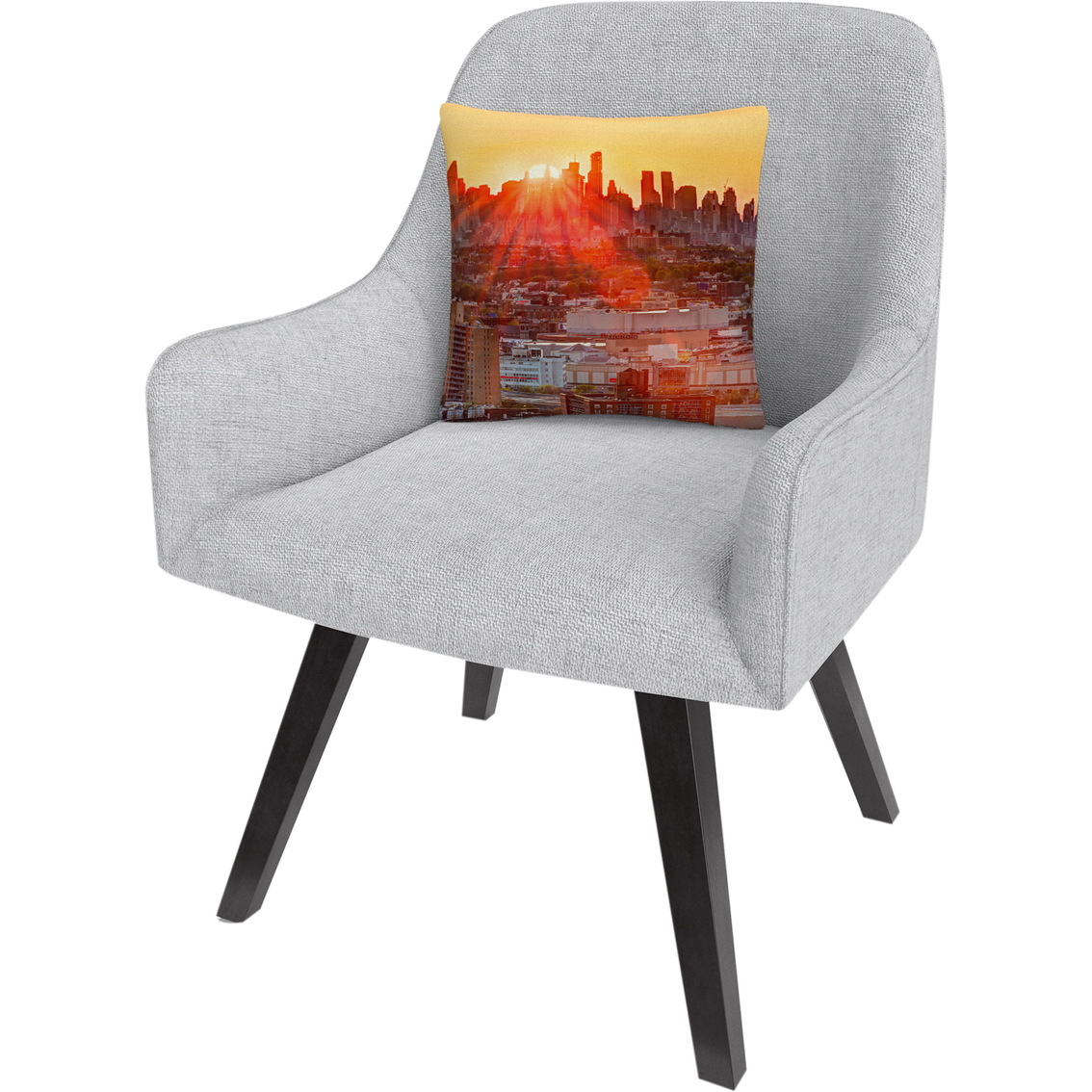 Trademark Fine Art Midtown Sunset Orange Cityscape Decorative Throw Pillow - Image 2 of 2