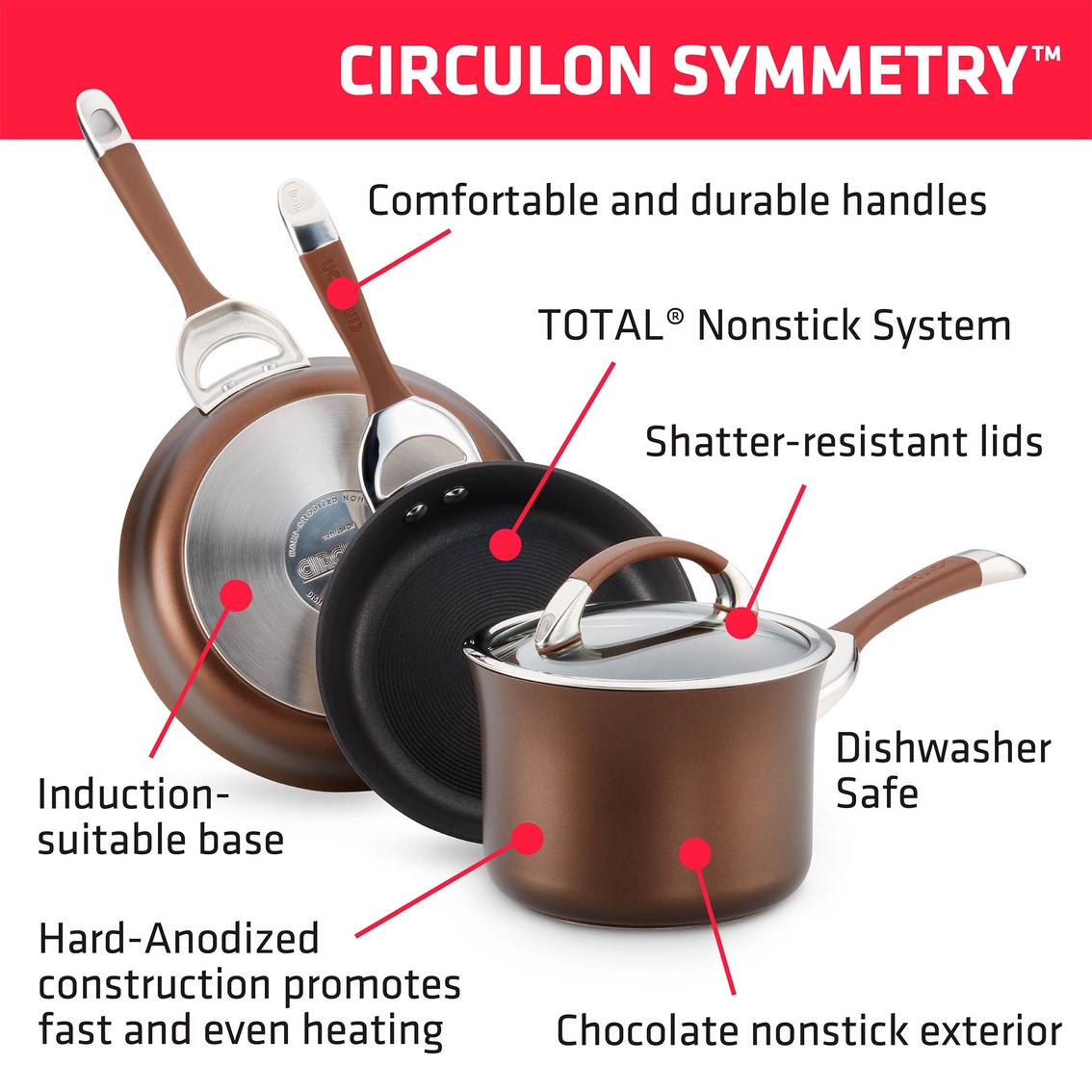 Circulon Symmetry Hard Anodized Nonstick Cookware Induction Pots