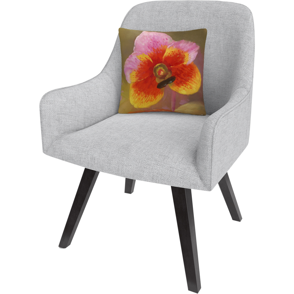 Trademark Fine Art Orange Pink Orchid Decorative Throw Pillow - Image 2 of 2