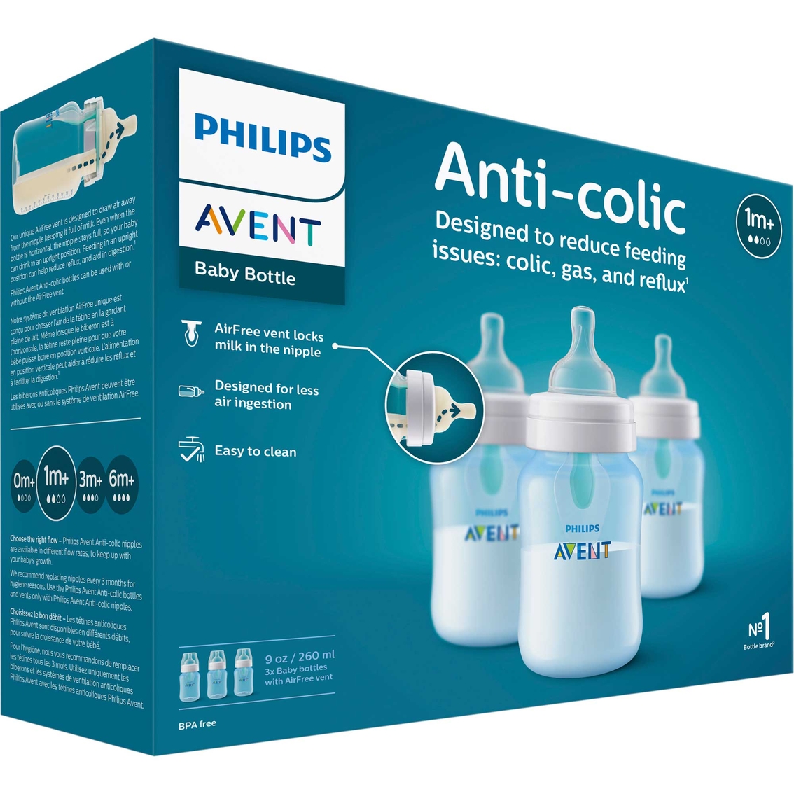Biberon anti-coliques avec valve AirFree SCY703/03