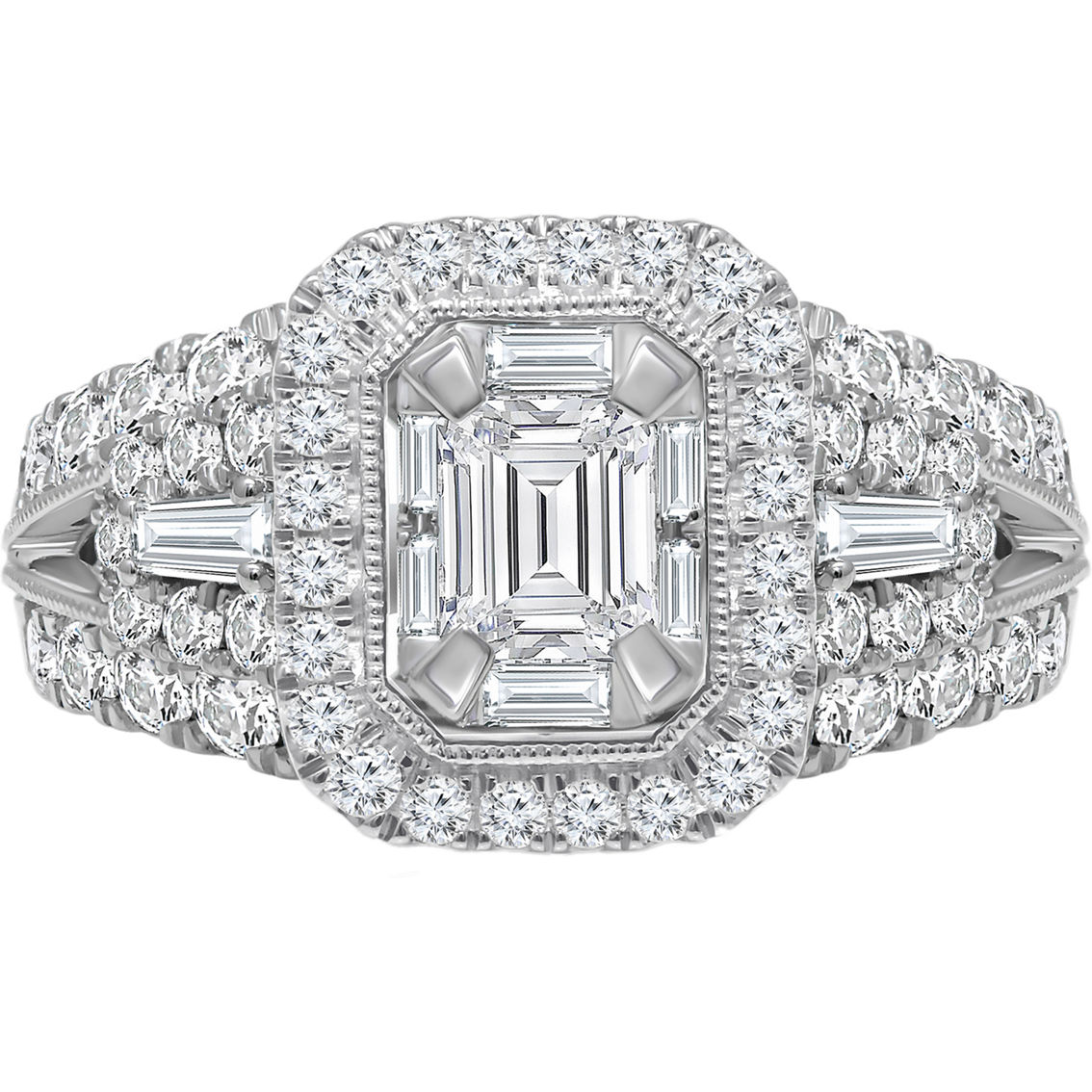 American Rose 14K White Gold 2 CTW Emerald Cut Diamond Engagement Ring - Image 2 of 5