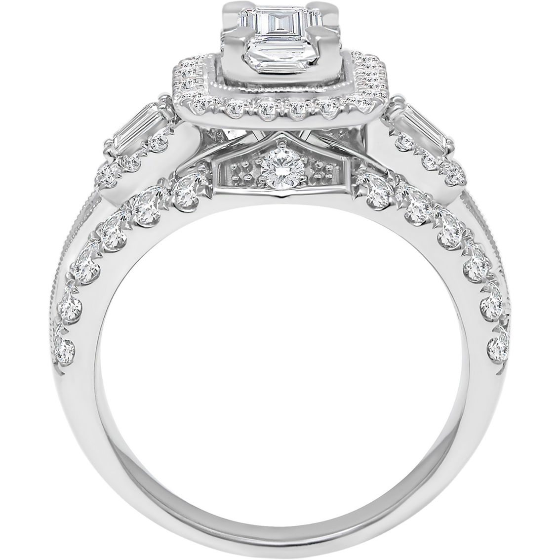 American Rose 14K White Gold 2 CTW Emerald Cut Diamond Engagement Ring - Image 3 of 5