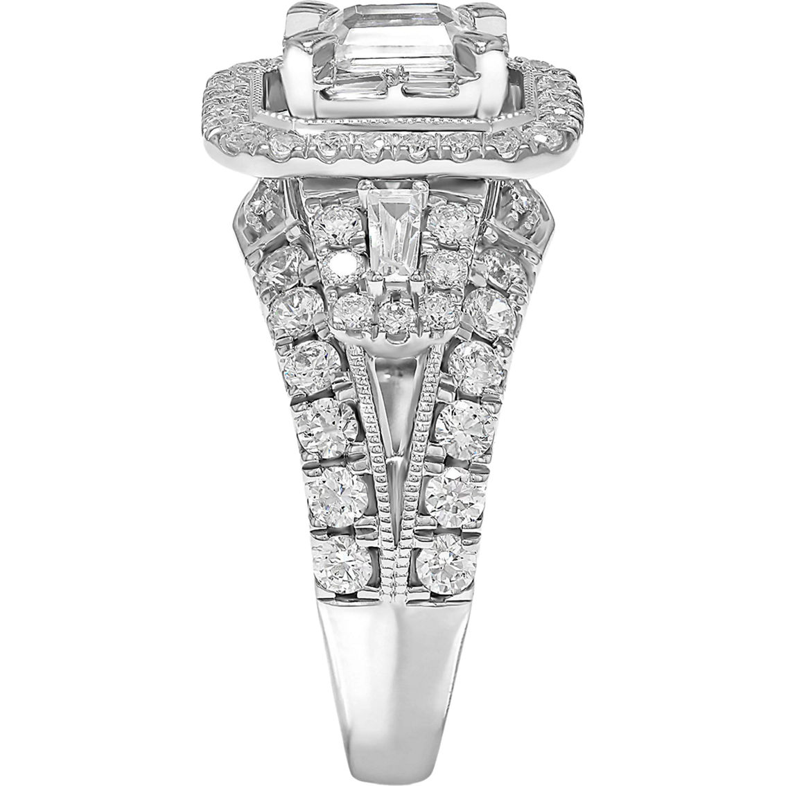 American Rose 14K White Gold 2 CTW Emerald Cut Diamond Engagement Ring - Image 4 of 5