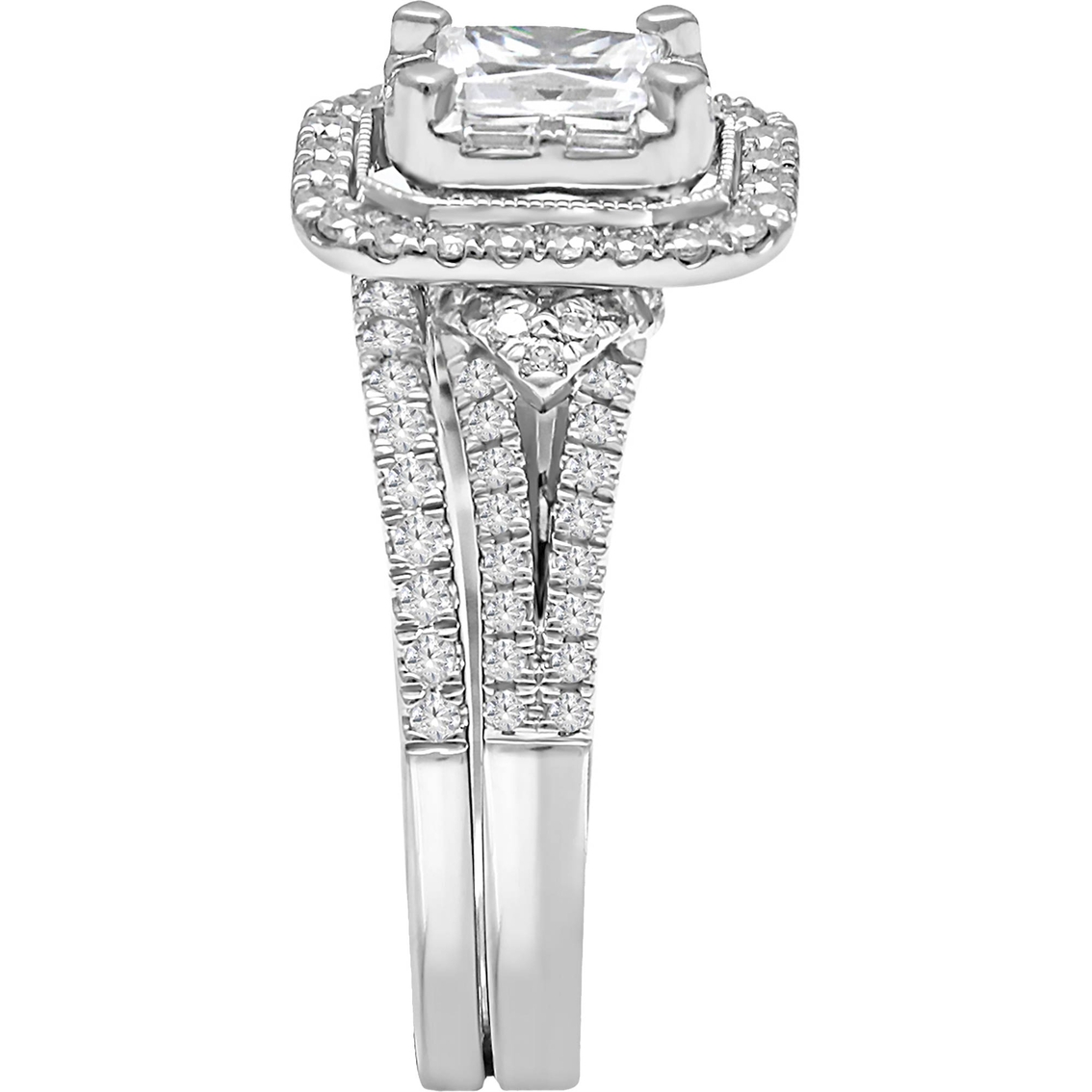 American Rose 14K White Gold 1 1/4 CTW Emerald Cut Diamond Bridal Set - Image 2 of 3