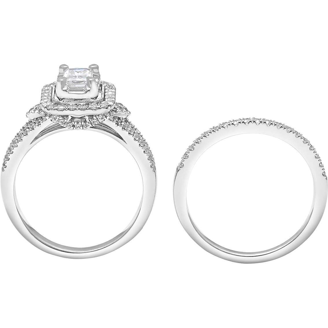 American Rose 14K White Gold 1 1/4 CTW Emerald Cut Diamond Bridal Set - Image 3 of 3