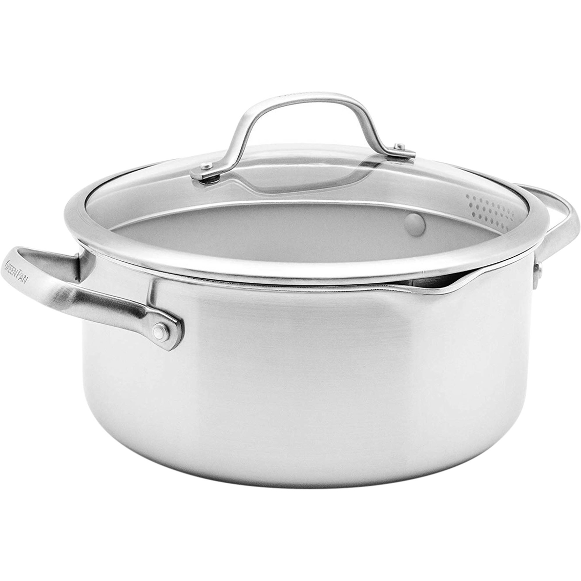 Greenpan Venice Pro 8qt Stockpot W/ Straining Lid And Stainless Steel  Insert, Stock Pots, Household