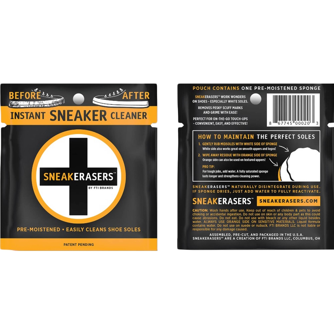 SneakERASERS Instant Sneaker Cleaner Pre Moistened Sponge - Image 2 of 3